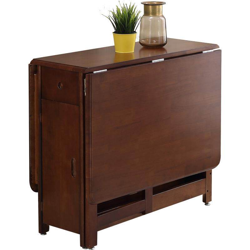 胡桃色小户型实木折叠餐桌椅组合家用现代简约可伸缩长方形饭桌,淘宝优惠券,粉丝福利购,淘宝优惠卷