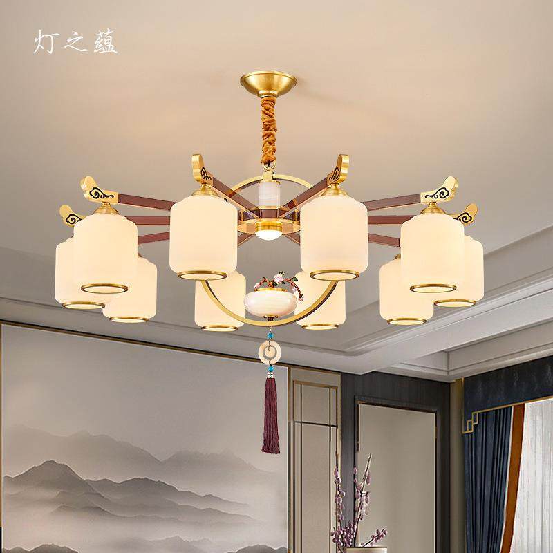 新中式全铜云石客厅大厅吊灯轻奢现代简约大气餐厅灯具2025年新款,淘宝优惠券,粉丝福利购,淘宝优惠卷