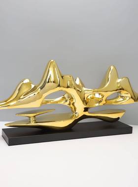 新中式树脂富贵山软装饰品样板间售楼部酒店客厅书柜玄关桌面摆件