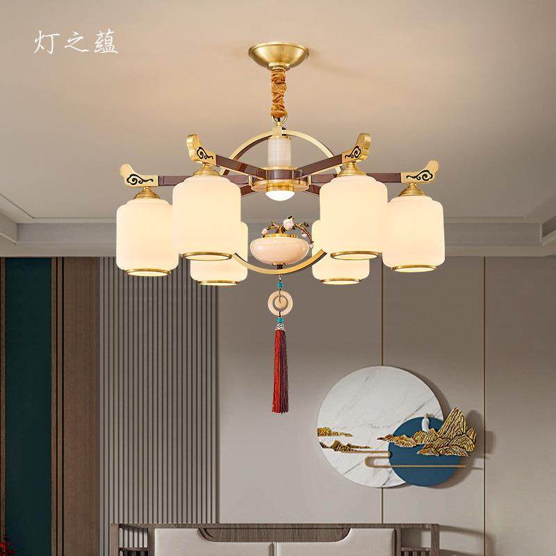 新中式全铜云石客厅大厅吊灯轻奢现代简约大气餐厅灯具2025年新款,淘宝优惠券,粉丝福利购,淘宝优惠卷