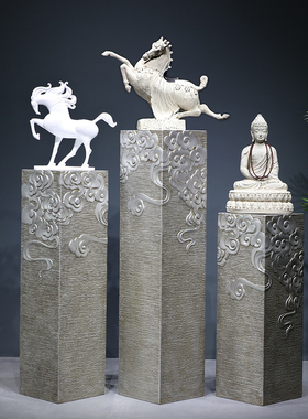 办公室创a意落地大摆件客厅茶室禅意装饰品祥云柱店铺展示柱摆饰