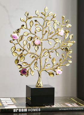 水晶发财树摆件轻奢高档客厅酒柜电视柜家居软装T饰品乔迁新居礼