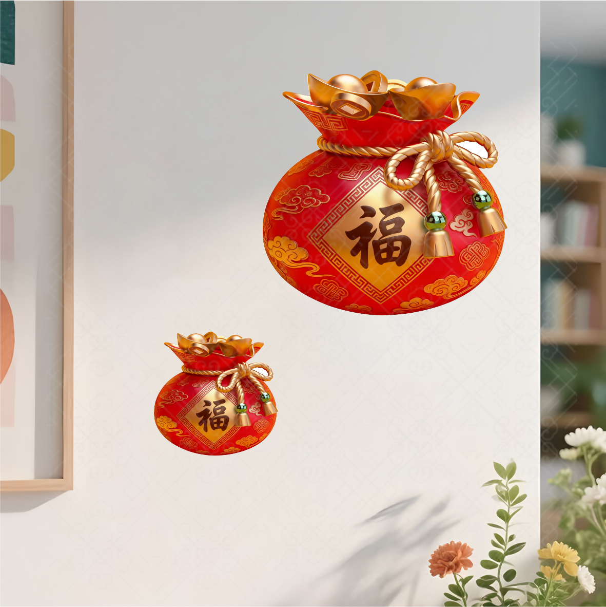 新年福袋红色招财进宝春节元旦门店冰箱橱柜新居入宅自粘福袋贴画,淘宝优惠券,粉丝福利购,淘宝优惠卷