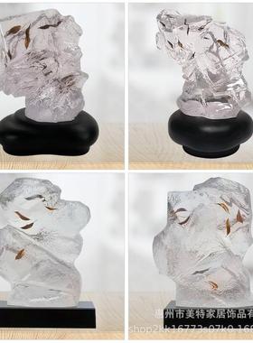 透明叶石头镶嵌树叶工艺品摆012大件酒店落堂大厅样房间客厅摆板