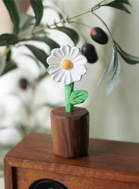Joe的小作坊/木雕小雏菊 北欧风纯F手工实木摆件原创表达爱意的花