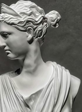 月亮女神阿尔忒弥斯仿石s膏像摆件北欧装饰头像雕塑树脂雕像艺术