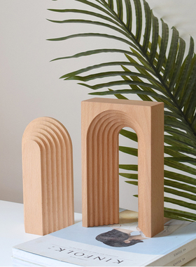 象有形/原木现代抽象拱形家居客厅售楼L样板间桌面艺术装饰摆件