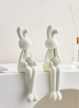 卡通可爱吊脚兔子置物架摆件创意家居客J厅玄关酒柜房间桌面装饰