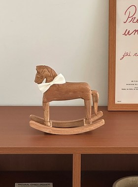 中古摆件手工木马法式o高级感装饰摆件拍照道具桌面玄关装饰品礼