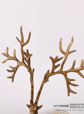 印度进口黄d铜复古奢华做旧鹿装饰饰品首饰架展示架家用创意摆件