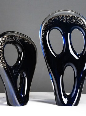 轻奢琉璃异形几何艺术摆件客厅样板间餐桌酒店桌面玄Y关装饰品摆