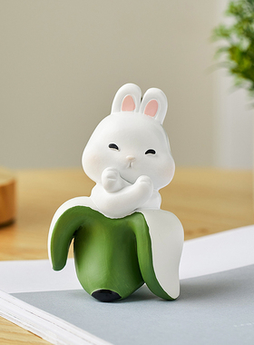 创意可爱兔子办公室桌面装饰品摆件F治愈系小物件女生房间生日礼