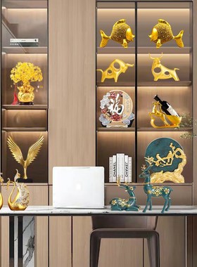 2024新款家i居摆件书柜书房办公室高端客厅酒柜装饰品现代轻奢高