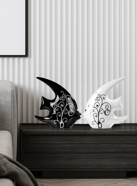 创意家居饰品现代酒柜装饰品摆件客E厅卧室陶瓷简约鱼工艺品小摆