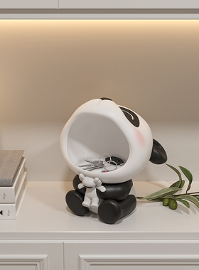 入户玄关钥e匙收纳熊猫摆件鞋柜客厅桌面家居装饰品乔迁新居礼物