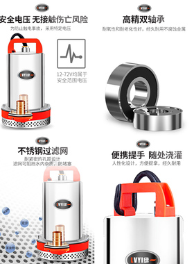 直流潜水泵高扬程48V60V家用电动车水泵12V24V小型农田灌溉抽水机