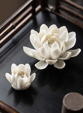 陶瓷纯手b工牡丹莲花摆件家居饰品茶室香插托香座线香炉装饰工艺