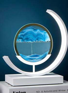 3d立体翻c转创意解压流沙画沙漏摆件办公室客厅家居装饰品生日礼