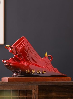 陶瓷牛气冲天摆件新中式r家居客厅装饰品招财牛桌面工艺品开业礼