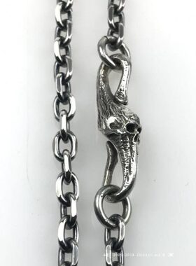 主师新款银饰全新项链925纯银太角链时尚男女骷髅S挂钩长款锁骨链