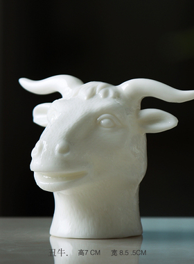 家居饰品创意小摆件十二生肖个性C兽首手工白瓷工艺品客厅玄关装