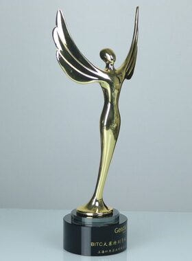 水晶奖杯定制 金属奖杯 现货刻字 奥斯卡小飞人 合金小金人