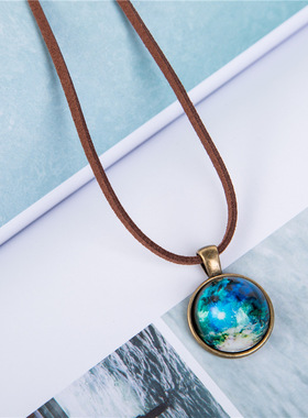 宇宙琉璃吊坠星空l玻璃球手工情侣项链女生锁骨链生日礼物男送女