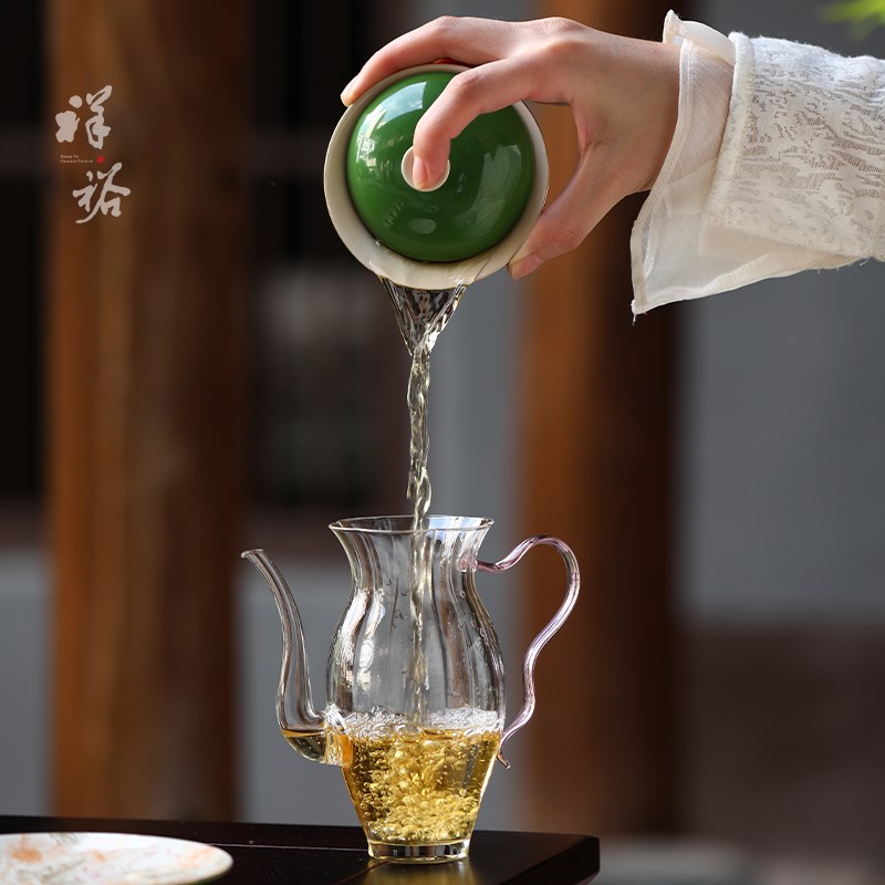 祥裕绿色三才h盖碗茶具高档功夫茶具陶瓷泡茶办公室个人专用送礼 - 图0