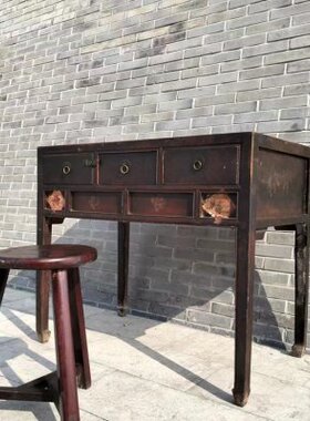 八十年代办公桌书桌椅一套怀旧老物件复古旧家具影视道具装饰摆件