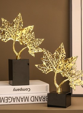 创意枫叶摆件发财树高端客厅酒柜装饰品办公室样板间玄Y关桌面高