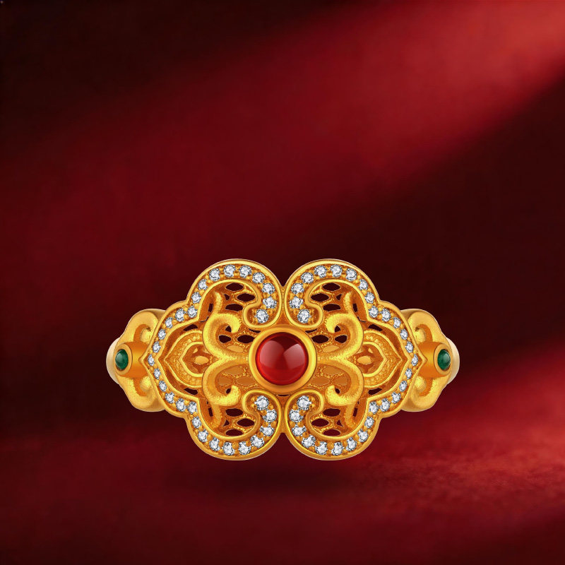 Gongdu Imperial City-Ruyi pure gold ring inlay technology