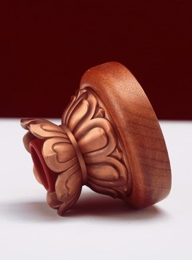 藏族转经简莲花底座实木电镀v迷你手摇转金轮座彩绘合金转经简座