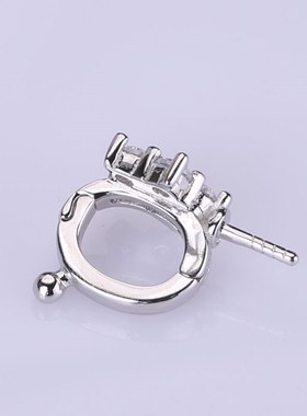 DIY珍珠配件s925纯银微镶经典雪花夹扣吊坠项坠项链W坠空托配饰品