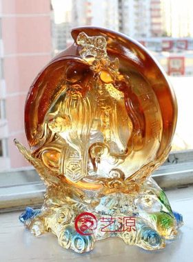 琉璃寿中寿寿桃老寿星公摆件 创意家居饰品送长辈老人的生日礼物