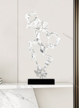 售楼处假山雕塑海浪艺术品简约现代抽象透L明树脂装饰品玄关桌摆