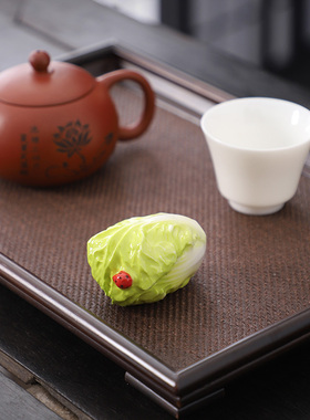 白菜摆件小号陶瓷招财家居客厅办公E室桌面大白菜装饰品工艺品摆