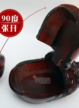 家居饰品玄关摆件木质招财大嘴鱼桌面收纳K盒钥匙整理盒特色烟灰