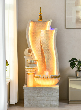 欧式流水喷泉摆件循环水景观客厅招财玄关L装饰品乔迁新居开业礼