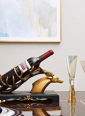 欧式酒柜创意红酒架工艺品客厅餐桌隔断玄关实用鹿摆Y件家居装饰