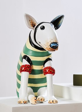潮玩招财狗彩绘卡通树脂摆件现代简约H客厅样板房儿童房装饰品送