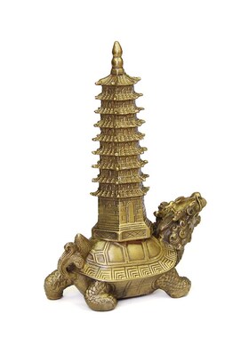 铜龙龟文昌塔g摆件9层铜文昌塔龙龟背塔办公室书桌摆件