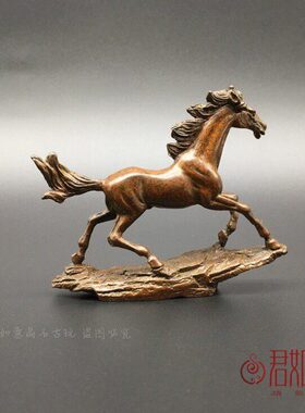 实心铜马到成功小摆件实心铜生肖骏马奔马站立铜马迷你小马香插