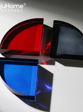 创意轻奢扇形水晶摆件样板房软装简约现代家居客厅玄关Z酒柜装饰