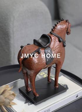 新中式树脂创意动物马家居客厅书房售楼处书房餐厅软装摆件装饰品