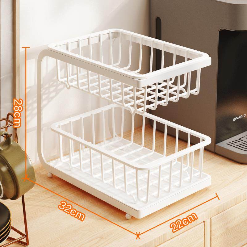 厨房蔬菜置物架台面桌面双层菜篮子家用放菜沥水篮果蔬水果收纳筐,淘宝优惠券,粉丝福利购,淘宝优惠卷