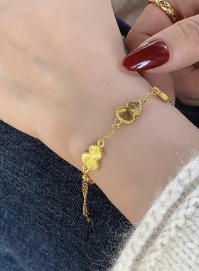 新中式沙金镭射葫芦n手链女轻奢精致高级感2025新款爆闪百搭手饰