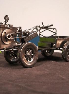 现货铁艺复古摆件质感金属手扶拖拉机模型带斗可滑动旋转二色选择