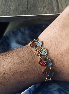 刘守元手链同款玫瑰手链致敬罗斯C风城玫瑰钛钢不掉色网红配饰手