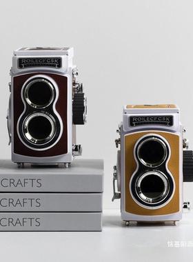 复古双反相机模型样板间书房书桌摆件飘窗装饰品仿真道具摄影主题
