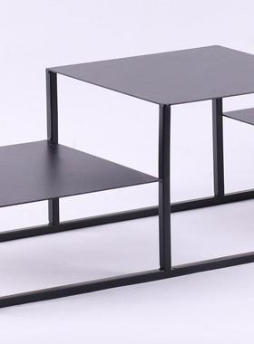 简约方形茶铁架绿萝盆栽花艺架子现代家居室内饰品摆件底座装饰架